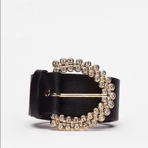 Faux Leather Diamanté Belt